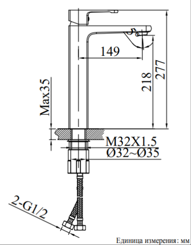 Смеситель для раковины AltroBagno Lamberto AltroBagnoLamberto010213MB на столешницу черный матовый - фото 2