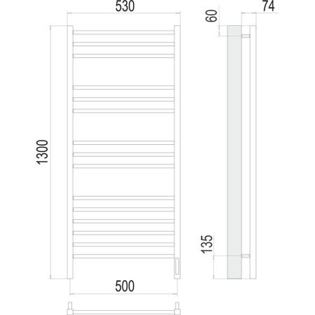 Полотенцесушитель электрический Terminus 4670078526304 55х130 хром