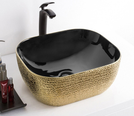 Раковина из санфаянса CeramaLux D1302H022 50х40 накладная цвет черный