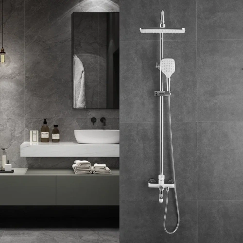 Душевая стойка Shevanik S8136F настенная цвет белый/хром - фото 4