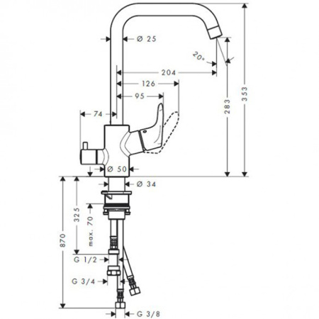 Смеситель для кухни Hansgrohe Focus 31823000 на мойку хром
