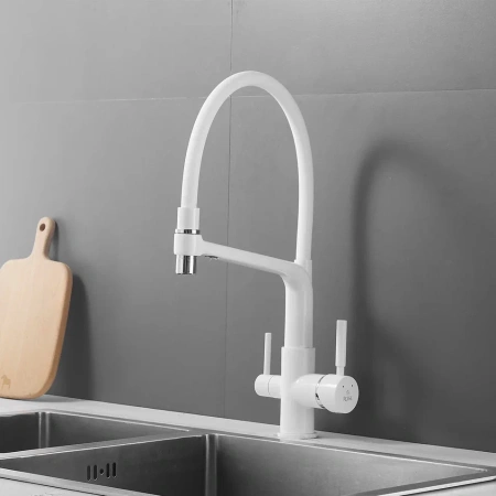 Смеситель для кухни Rose R658C на мойку белый