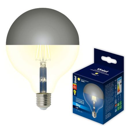 Лампа светодиодная Uniel Sky (Скы) LED-G125-4W/3000K/E27/CL MIRROR/CHROME PLS02WH