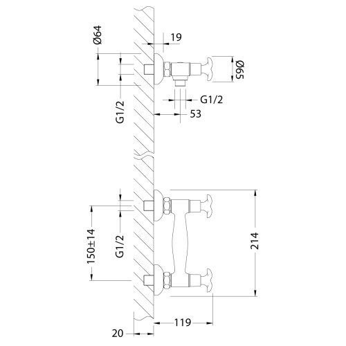 Смеситель для душа LeMark Flora LM0103C настенный хром - фото 2