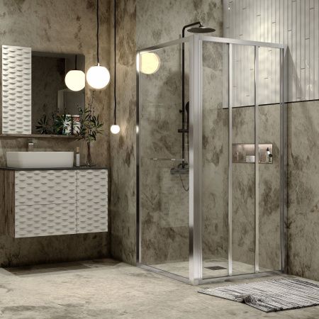 Душевой уголок Grossman Alba GR-9090Al1 90х90 стекло прозрачное профиль хром без поддона