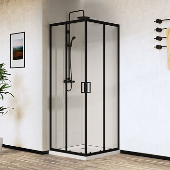 Душевой уголок Vincea City VSS-5CT9010CLB 100х90 стекло прозрачное профиль черный без поддона