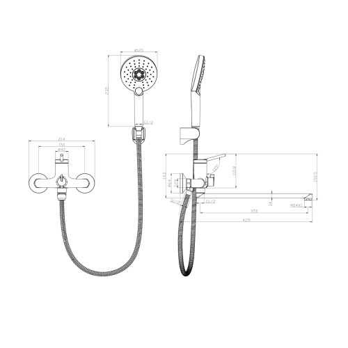 Смеситель для ванны LeMark Minima LM3851C настенный хром - фото 2