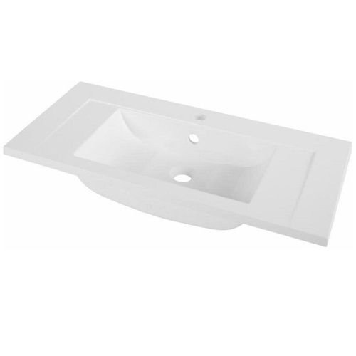 Раковина из искусственного камня De Aqua Кубика 166875 80х40 полувстраиваемая цвет белый 1 отверстие под смеситель - фото 5