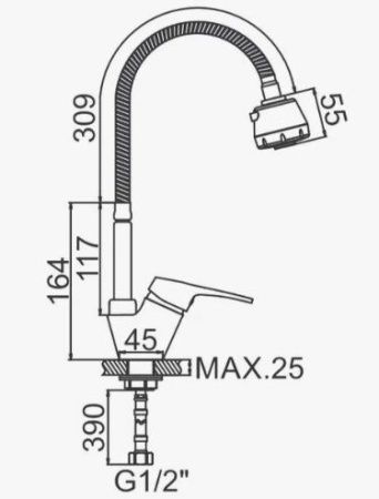 Смеситель для кухни D-Lin D150628-T на мойку хром