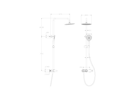 Душевая стойка Wonzon & Woghand Muse WW-A30653-BGG настенная цвет графит