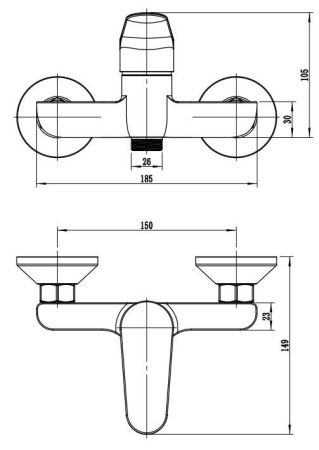 Смеситель для ванны и душа Esko KZ80W настенный белый