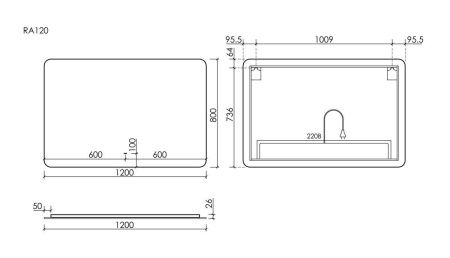 Зеркало с подсветкой Sancos Ray RA1200 120х80 подвесное