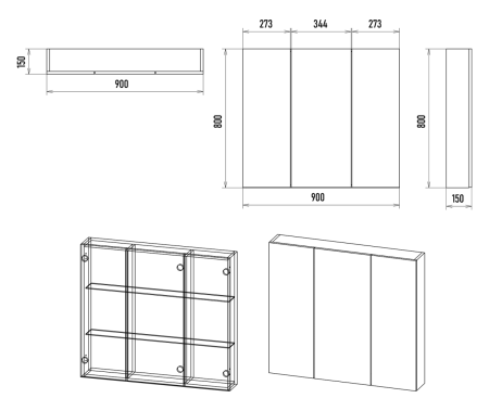 Зеркало-шкаф Misty Аура Э-Аур02090-01 90х80 подвесной цвет белый