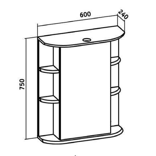 Зеркало-шкаф RUNO ГИРО 25 60х75 подвесной цвет белый - фото 3