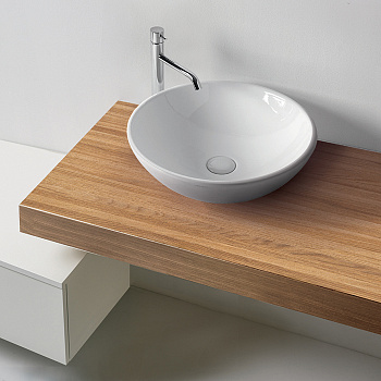 Раковина из сантехнического фарфора Kerasan Ciotola 430301 46х46 накладная цвет белый без отверстий под смеситель