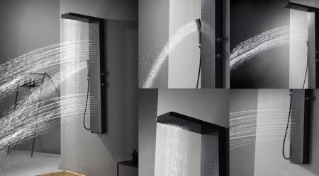 Душевая панель Cerutti SPA CT8993 настенная цвет черный