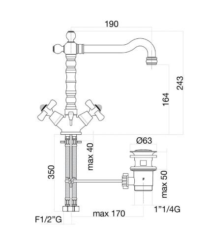 Смеситель Fiore 01CO0625 на раковину хром/золото - фото 3