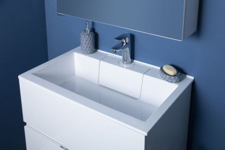 Раковина из искусственного камня Aquanet Фортуна 00182523 70х50 полувстраиваемая цвет белый 1 отверстие под смеситель