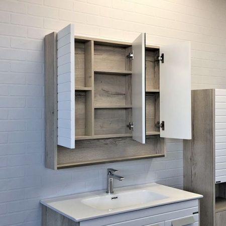 Зеркало-шкаф Comforty Клеон 00-00004756CF 90х80 подвесной цвет бежевый