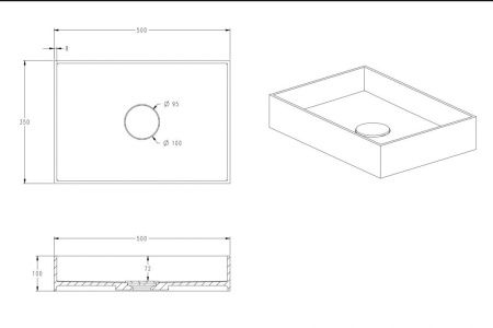 Раковина из искусственного камня Abber STEIN AS2621 50х40 накладная цвет белый без отверстий под смеситель