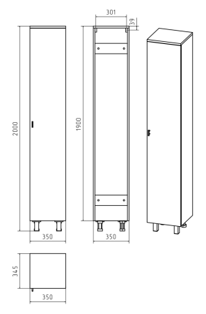 Шкаф-пенал Misty Дива П-Див05035-013ПрП 40х190 напольный цвет белый