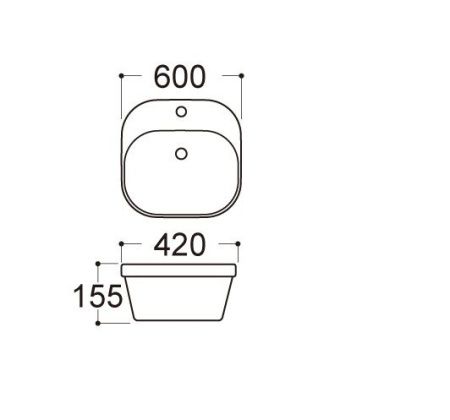 Раковина из сантехнического фарфора Aquatek АМАДЕО AQ5042-00 50х40 накладная цвет белый 1 отверстие под смеситель