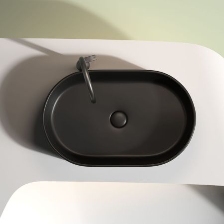 Раковина из сантехнического фарфора Ceramica Nova ELEMENT CN6048MB 60х40 накладная цвет черный