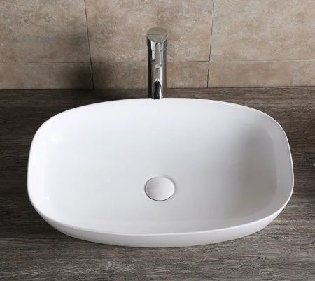 Раковина из сантехнического фарфора Cerutti SPA CR0063 60х40 накладная цвет белый без отверстий под смеситель