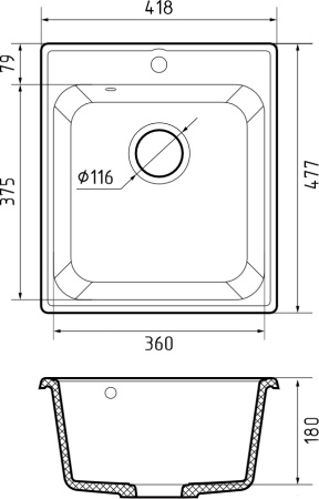 Кухонная мойка Granfest Quarz 17 серый 48х42 цвет серый поверхность матовая