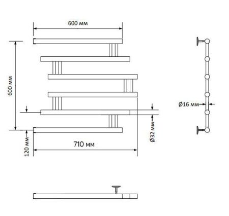 Полотенцесушитель Indigo Zip FZW60-60BR 71х63 водяной черный муар