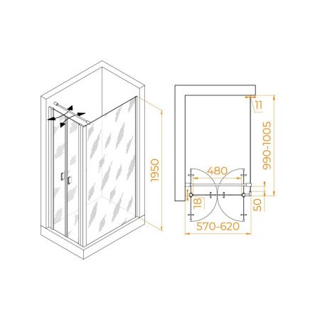 Душевой уголок RGW Passage 060814460-011 100х60 стекло прозрачное профиль хром без поддона