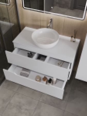 Тумба с раковиной Orange Line Li-100TuwMDF+B07-420W 100х50