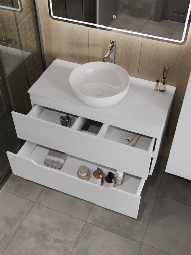 Тумба с раковиной Orange Line Li-100TuwMDF+B07-420W 101х46х67 - фото 4