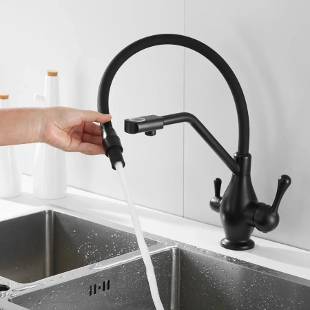 Смеситель для кухни Rose R858H на мойку черный