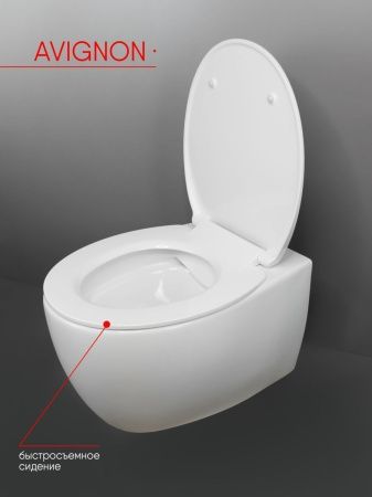 Унитаз подвесной Creo Сeramique AVIGNON COMBO-AV1100W/AV1001WT белый с сиденьем с микролифт смыв торнадо