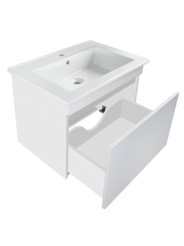 Тумба под раковину Runo Модена 00-00002199 60х50 подвесная цвет белый - фото 2