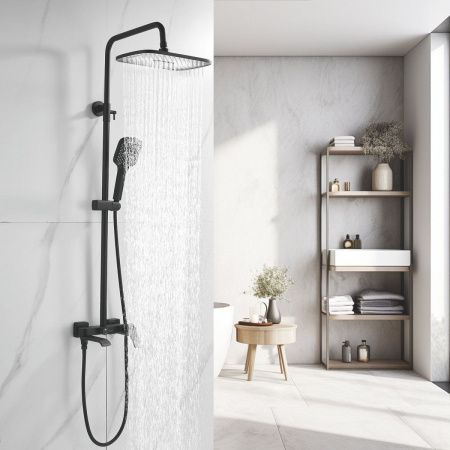 Душевая стойка Shevanik S4136H настенная цвет черный