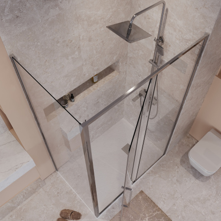 Боковая стенка Niagara Nova NG-A80-34 80х195 стекло прозрачное профиль хром глянцевый