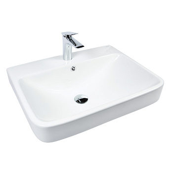 Раковина из сантехнического фарфора Bond Cube S10-600 60х46 встраиваемая цвет белый глянцевый 1 отверстие под смеситель