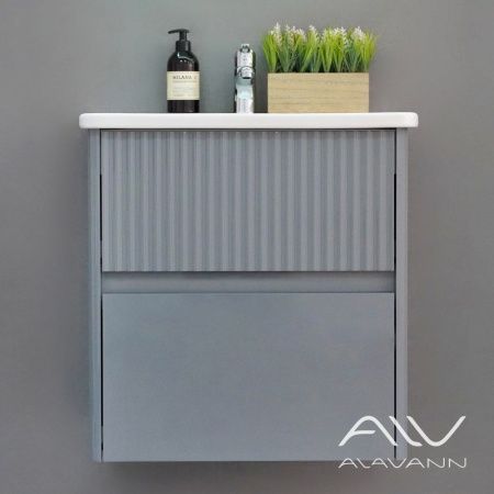 Тумба с раковиной Alavann Wave ALV1111000 60х50 подвесная цвет серый