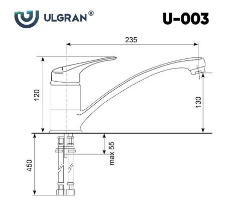 Смеситель для кухни Ulgran Classic U-003-308 на мойку черный