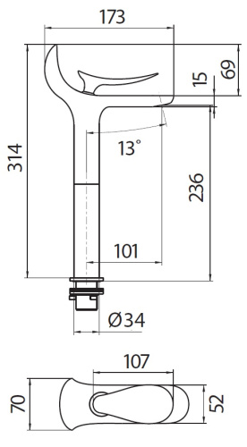 Смеситель Creavit FG6501 на раковину хром - фото 2