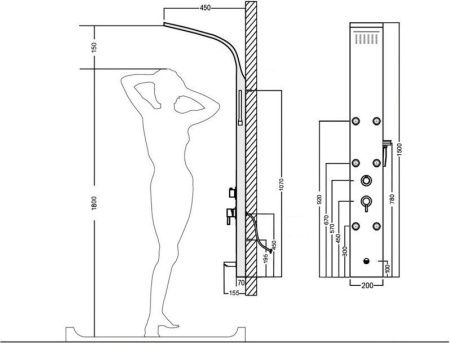 Душевая панель Aquanet Galaxy AP40-01 настенная цвет хром