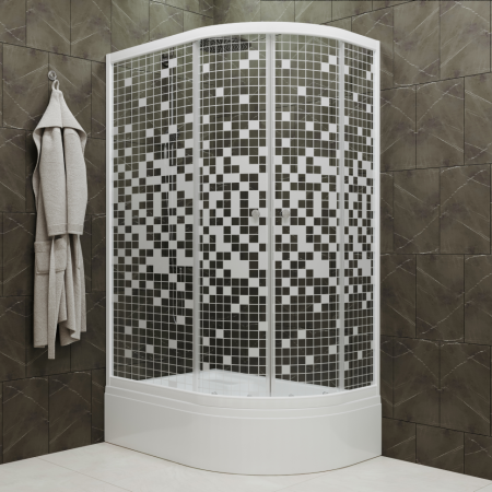 Душевой уголок Тритон Коралл Щ0000061782 120х80 стекло с рисунком профиль белый с поддоном