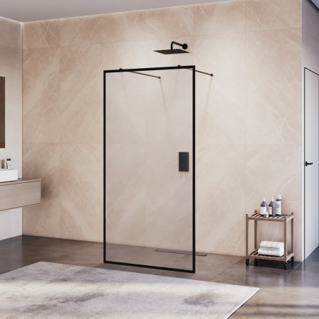 Душевая перегородка RGW Walk In 35101712-84 120х200 стекло с рисунком профиль черный