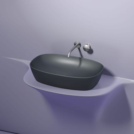 Раковина из сантехнического фарфора Ceramica Nova ELEMENT CN6049MDH 60х40 накладная цвет черный без отверстий под смеситель