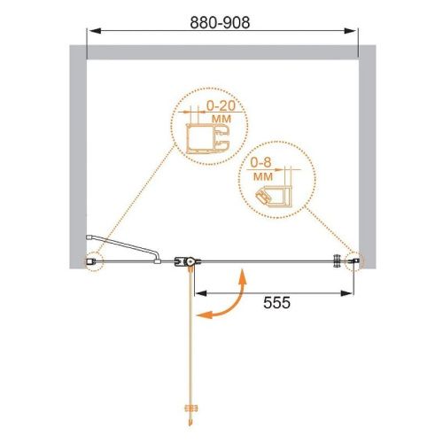 Душевая дверь Cezares ELENA ELENA-W-B-12-90-P-Cr-L 90х195 стекло рифленое профиль хром - фото 5
