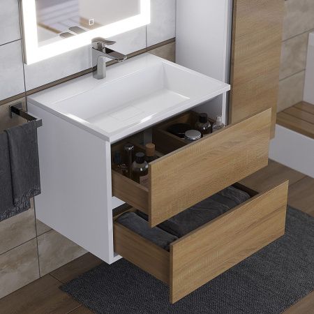 Раковина из искусственного камня Uperwood Barsa 2911120345 60х50 полувстраиваемая цвет белый