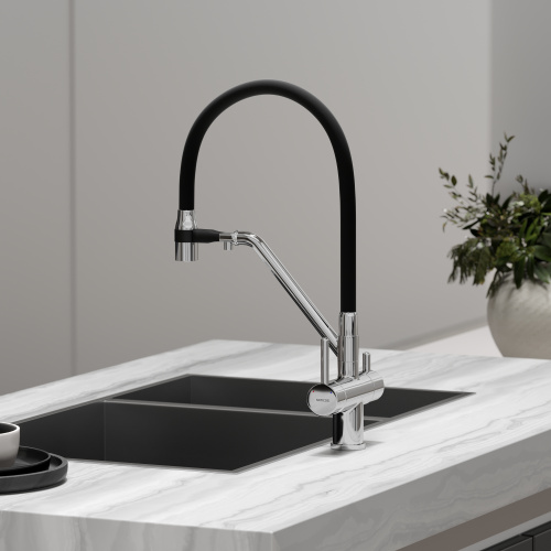Смеситель для кухни Sancos Dora SC4003CH на мойку хром/черный - фото 5