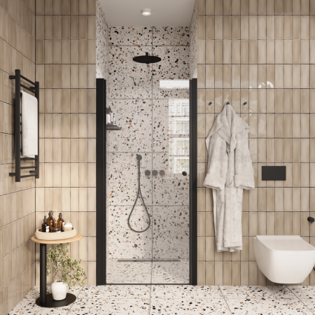 Душевая дверь Parly DE80B 80х185 стекло прозрачное профиль черный